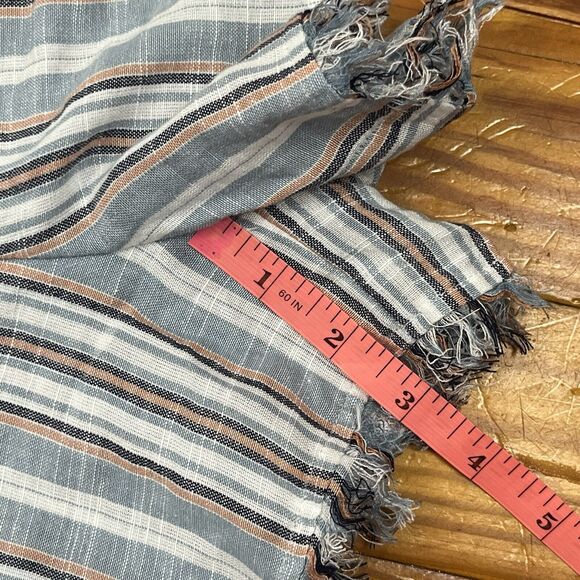 New Striped Romper Sz S Blue White Raw Edge Halter Pockets Beachy True Craft NWT - Picture 6 of 16